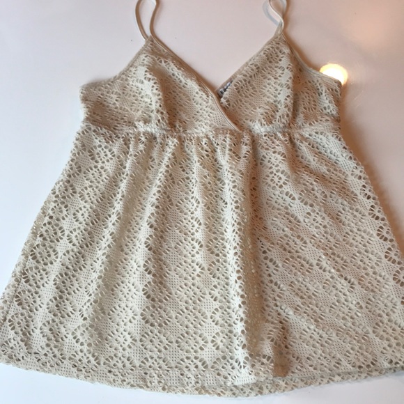 🌸EXPRESS V NECK CREAM LACE CROCHET TOP SIZE LARGE - Picture 16 of 16